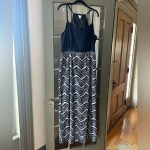 J. CREW  Navy and White Maxi Dress Size 14